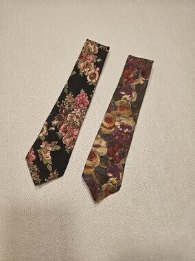 Enzo Felini 100% Silk Floral Tie Lot Of 2